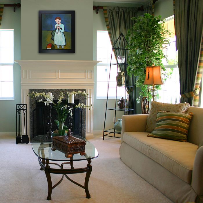 Child Holding a Dove - New Age Black Frame 20"X24"