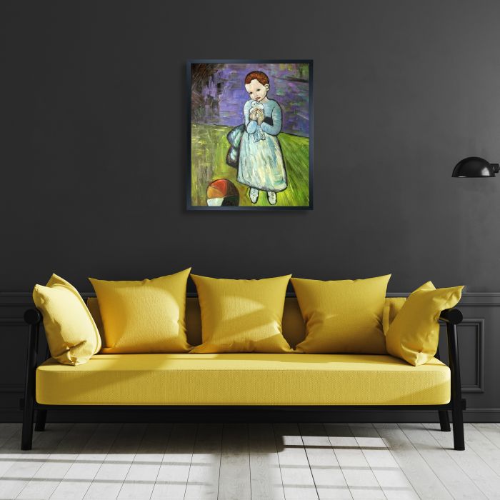 Child Holding a Dove - Studio Black Wood Frame 20"X24"