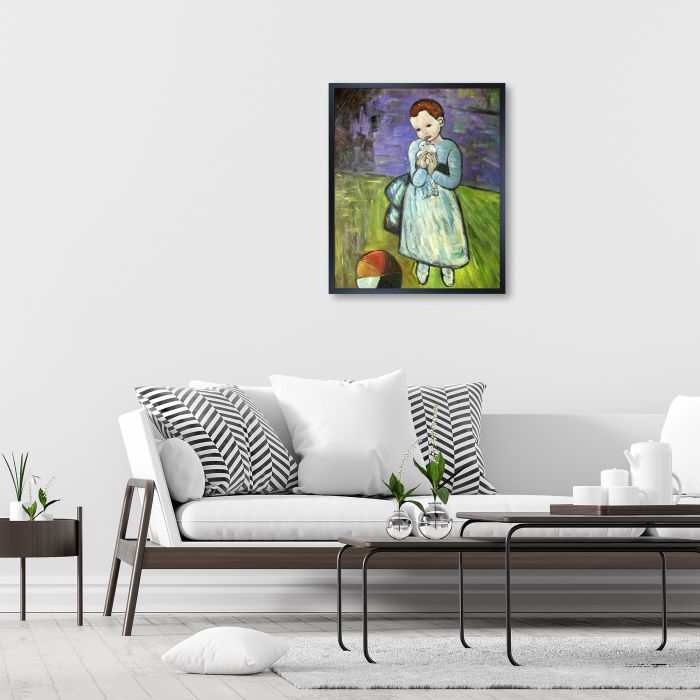 Child Holding a Dove - Studio Black Wood Frame 20"X24"