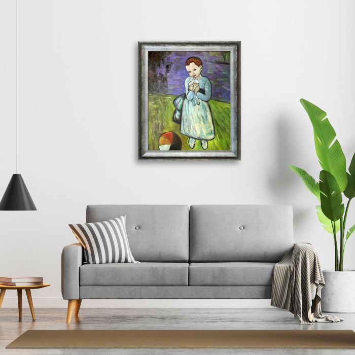 Child Holding a Dove - Athenian Distressed Silver Frame 20"X24"