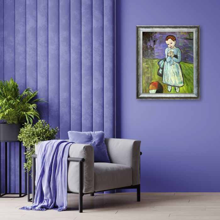 Child Holding a Dove - Athenian Distressed Silver Frame 20"X24"