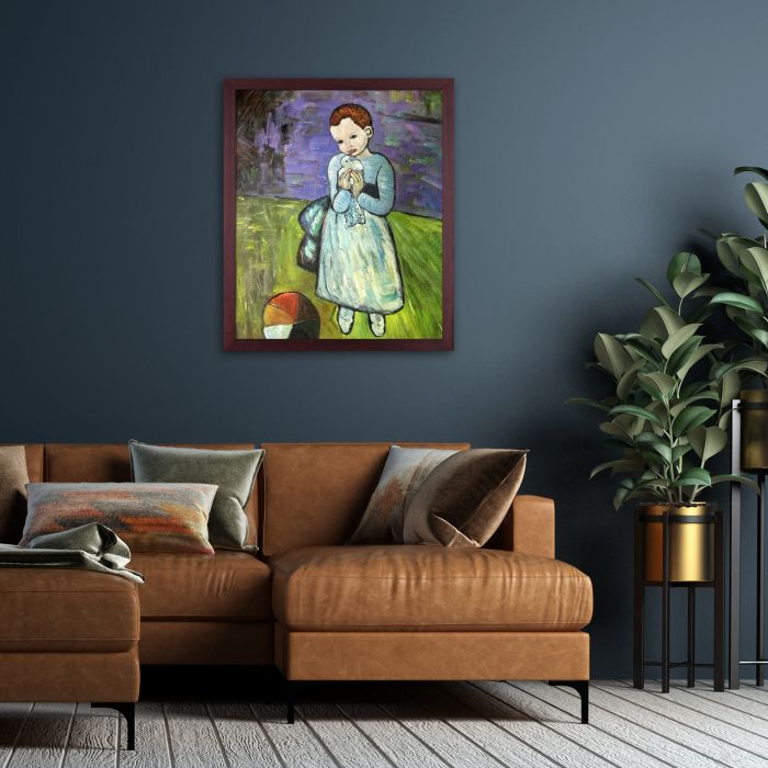 Child Holding a Dove - Open Grain Mahogany 20" X 24"