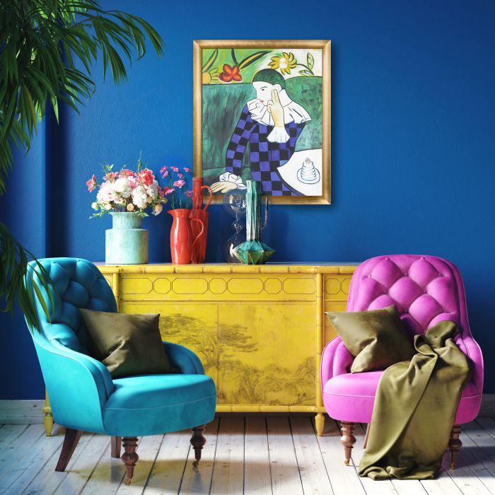 Harlequin Leaning on his Elbow - Gold Luminoso Frame 20"X24"