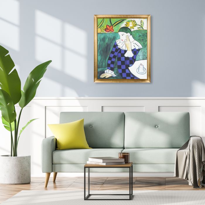 Harlequin Leaning on his Elbow - Gold Luminoso Frame 20"X24"