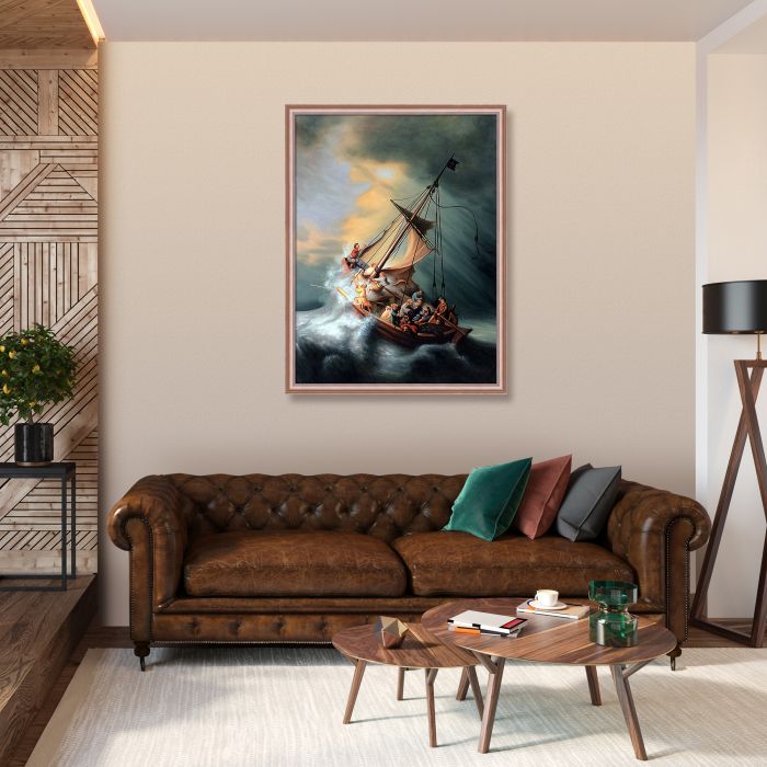 The Storm on the Sea of Galilee Pre-framed - Rose Gold Classico Frame 30" X 40"