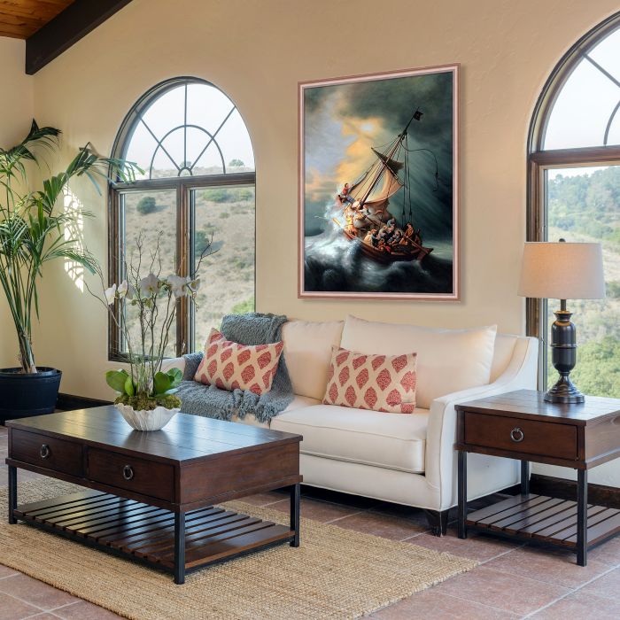 The Storm on the Sea of Galilee Pre-framed - Rose Gold Classico Frame 30" X 40"