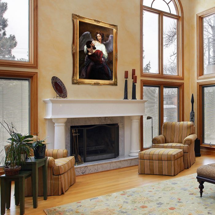 Jacob Wrestling with the Angel Pre-Framed - Victorian Gold Frame 24"X36"