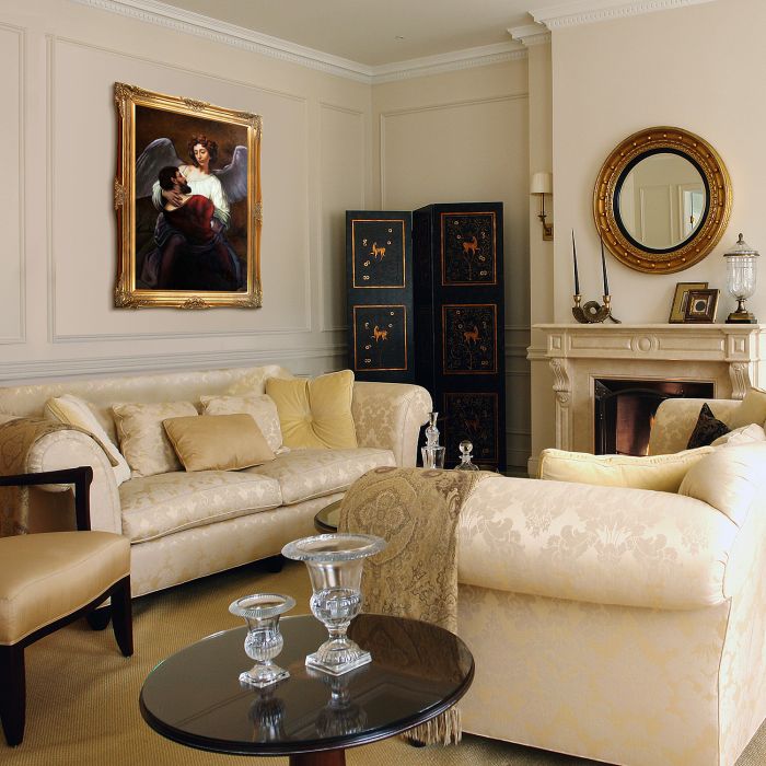 Jacob Wrestling with the Angel Pre-Framed - Victorian Gold Frame 24"X36"