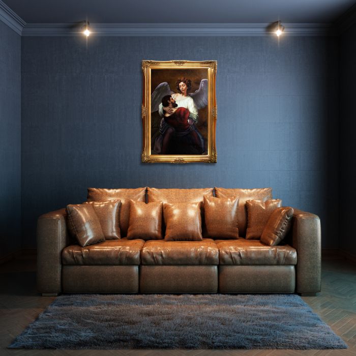 Jacob Wrestling with the Angel Pre-Framed - Victorian Gold Frame 24"X36"