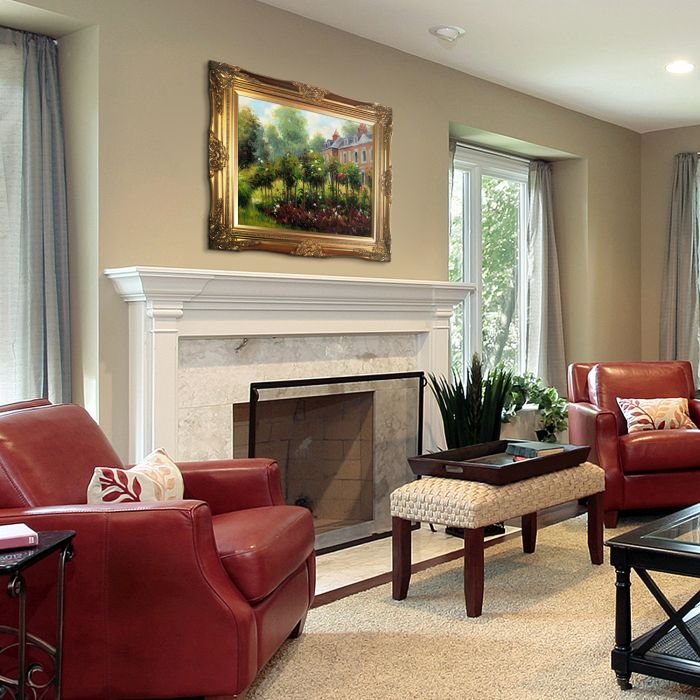 The Rose Garden at Wargemont, 1879 Pre-framed - Victorian Gold Frame 20"X24"