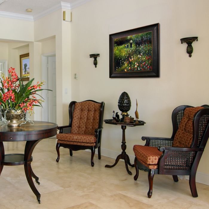 Woman with a parasol in a Garden (Frau mi Sonnenschirm) Pre-Framed - Veine D'Or Bronze Scoop Frame 20"X24"