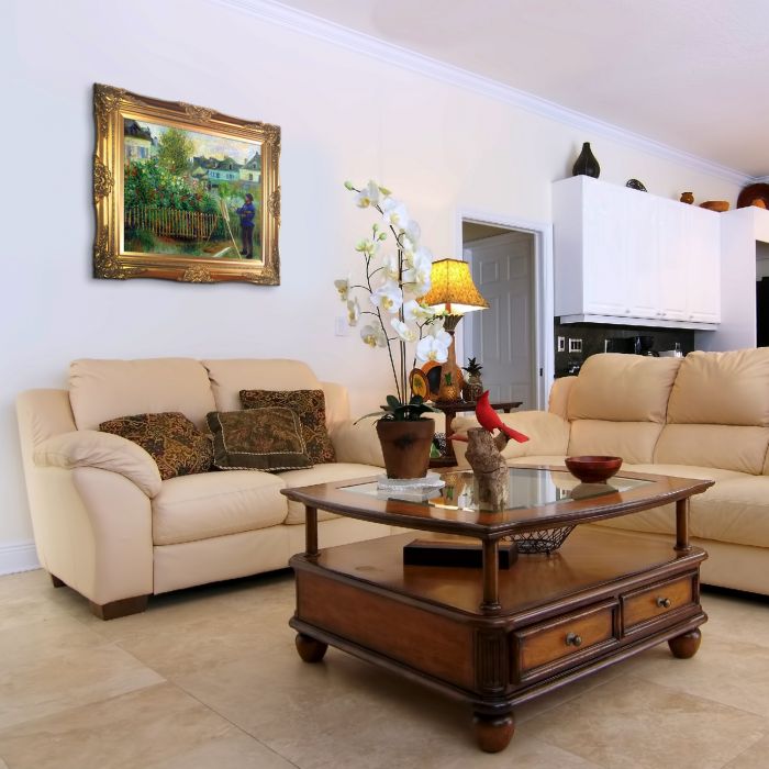 Monet Painting in His Garden at Argenteuil, 1873 Pre-Framed - Victorian Gold Frame 20"X24"