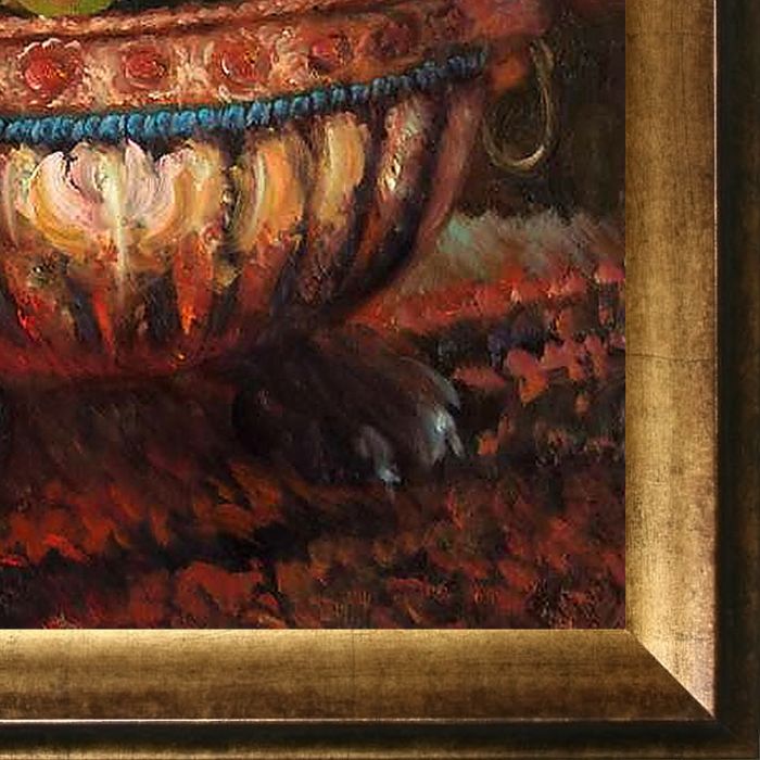 Geraniums in a Copper Basin Pre-framed - Athenian Gold Frame 20"X24"