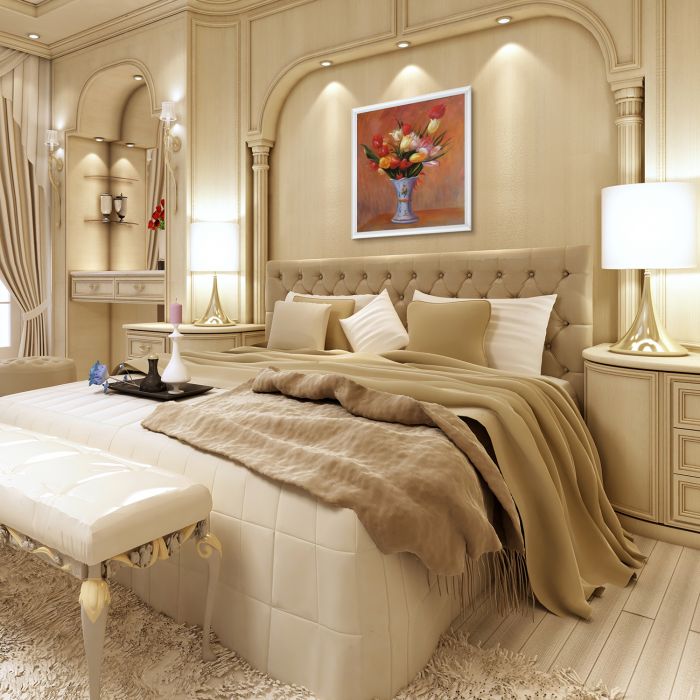 Tulips, 1909 Pre-Framed - Moderne Blanc Frame 20" X 24"