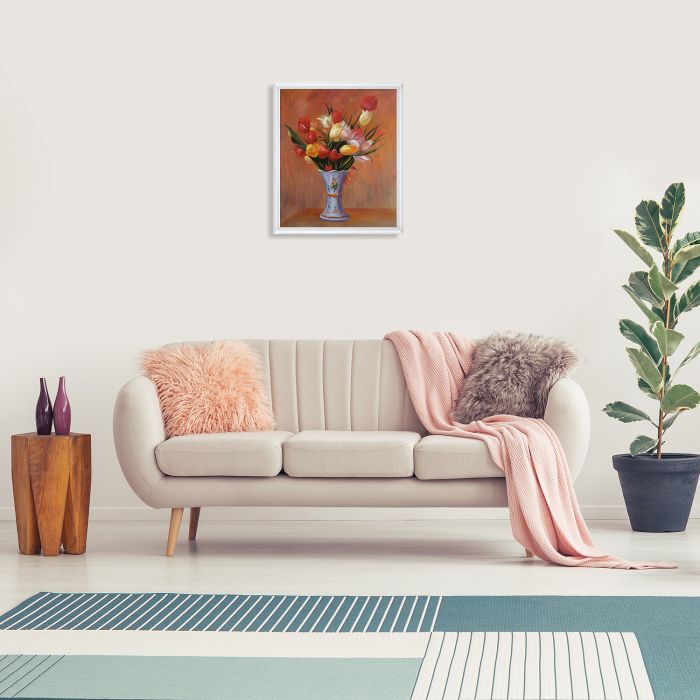 Tulips, 1909 Pre-Framed - Moderne Blanc Frame 20" X 24"