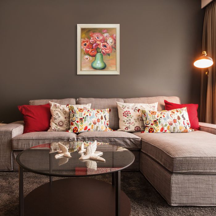 Anemones in a Green Vase Pre-Framed - Constantine Frame 20" X 24"