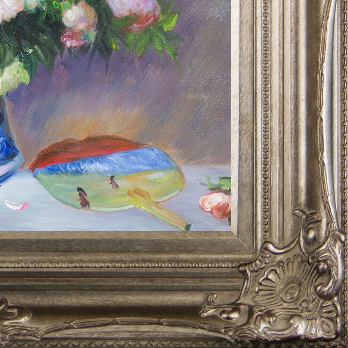 Chrysanthenums and Japanese Fan Pre-Framed - Renaissance Champagne Frame 20"X24"