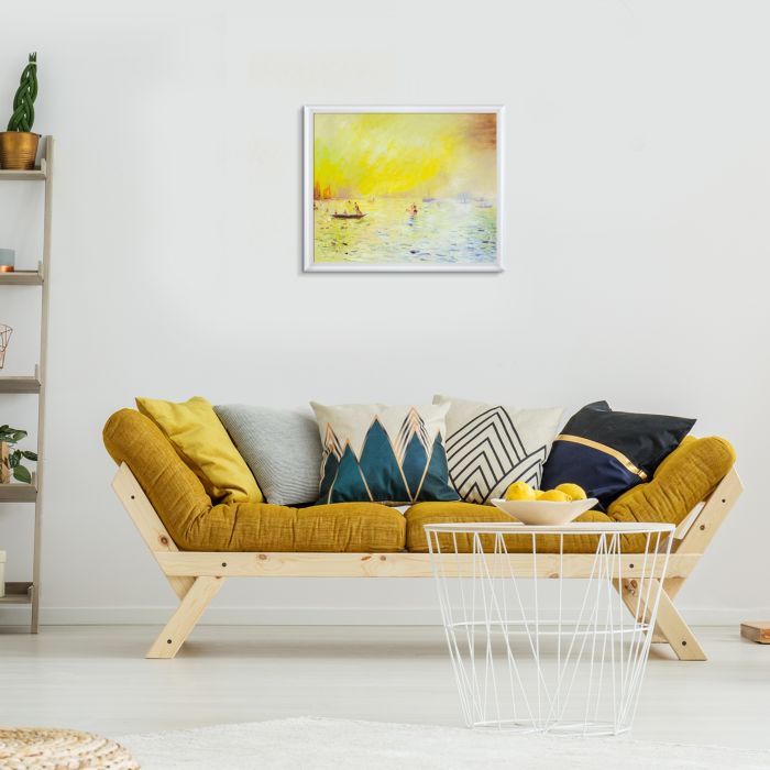 View of Venice, Fog Pre-Framed - Moderne Blanc Frame 20" X 24"