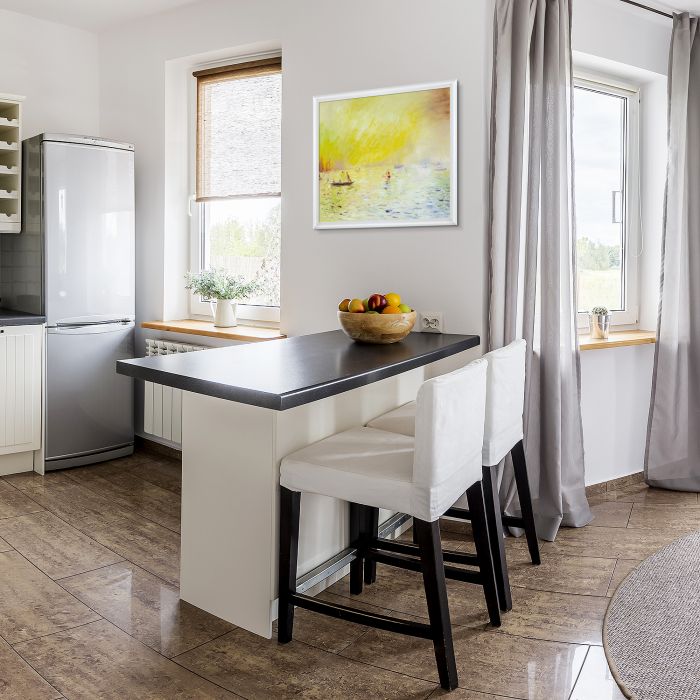 View of Venice, Fog Pre-Framed - Moderne Blanc Frame 20" X 24"