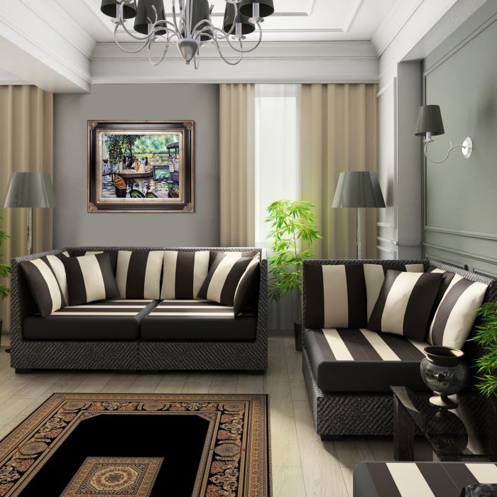 La Grenouillere (The Frog Pond) Pre-Framed - Corinthian Aged Silver Frame 20"X24"