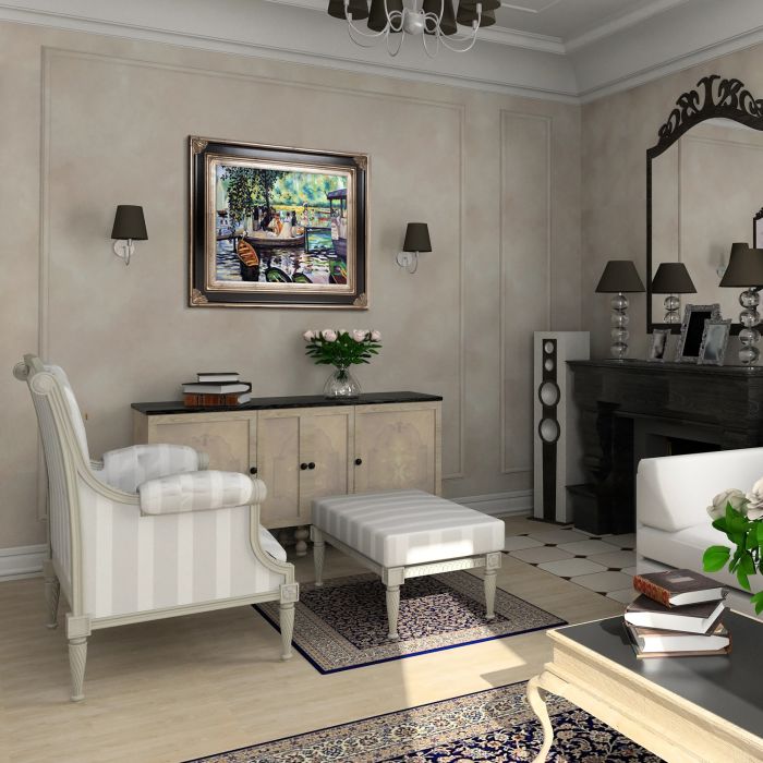 La Grenouillere (The Frog Pond) Pre-Framed - Corinthian Aged Silver Frame 20"X24"