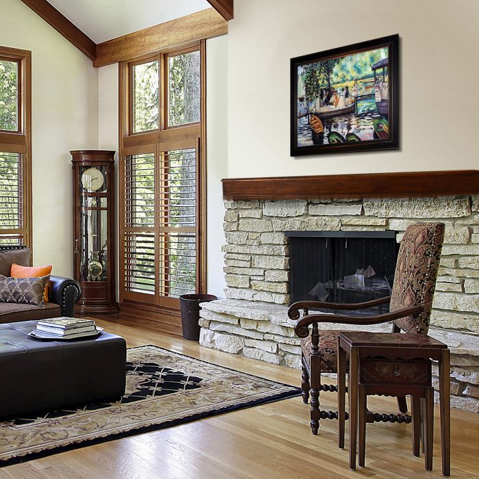 La Grenouillere (The Frog Pond) Pre-Framed - Veine D'Or Bronze Angled Frame 20"X24"