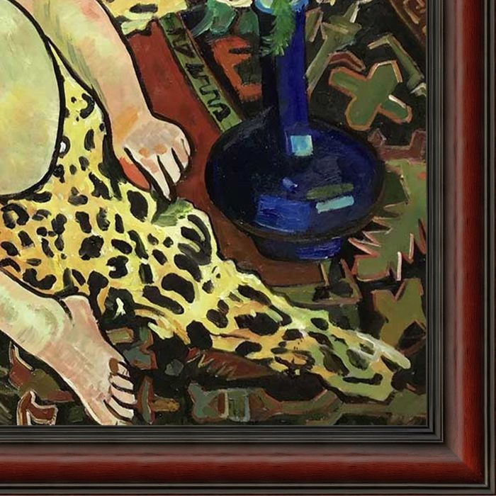 Naked Catherine Lying on a Panther's Skin Pre-framed - Grecian Wine Frame 24" X 36"