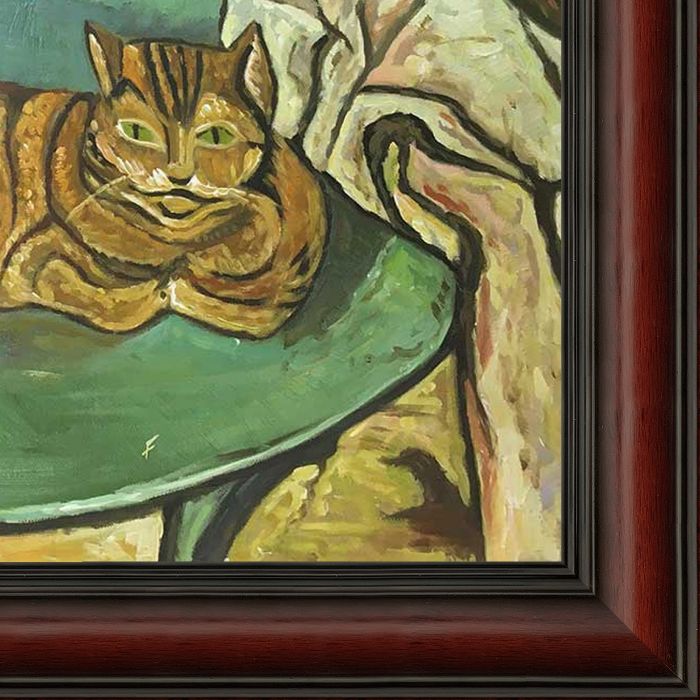 Raminou and Pitcher with Carnations Pre-framed - Grecian Wine Frame 20" X 24"