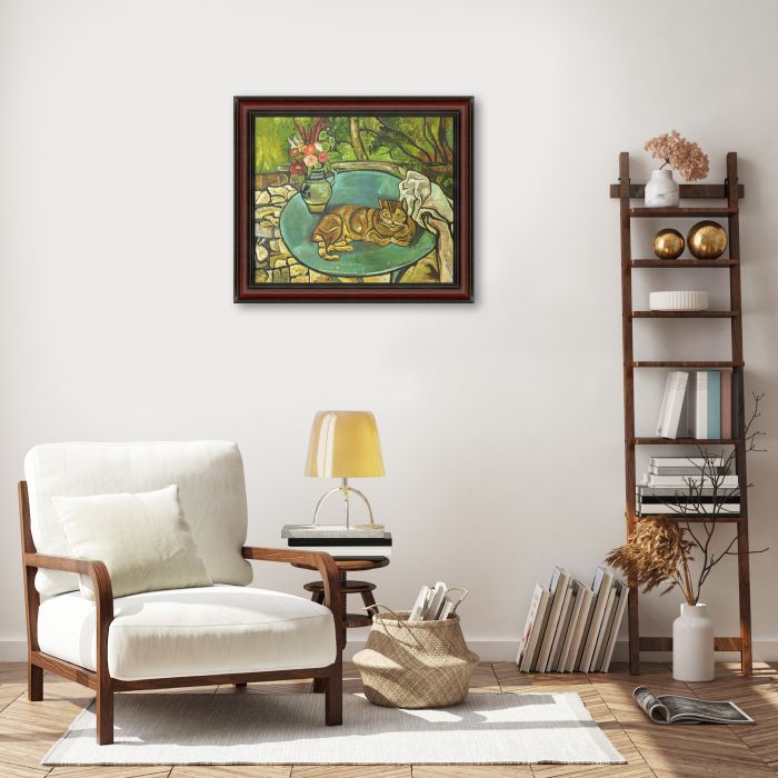 Raminou and Pitcher with Carnations Pre-framed - Grecian Wine Frame 20" X 24"