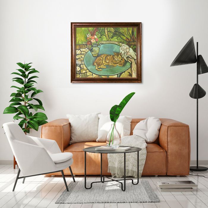 Raminou and Pitcher with Carnations Pre-Framed - Verona Cafe Frame 20"X24"