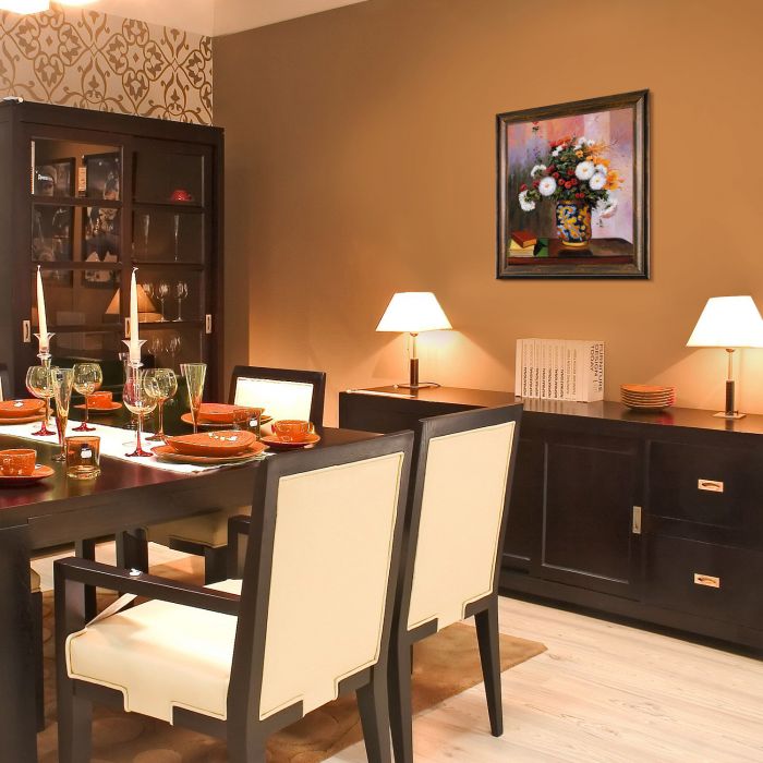 Bouquet of Flowers: Chrysanthemums in a China Vase Pre-Framed - Modena Vintage 20" X 24"