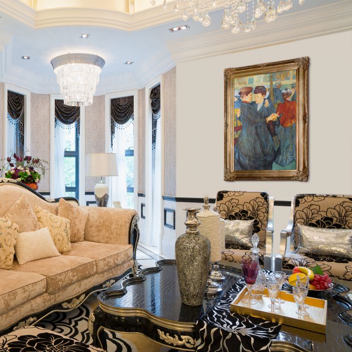 At the Moulin Rouge Two Women Waltzing Pre-Framed - Renaissance Bronze Frame 24"X36"