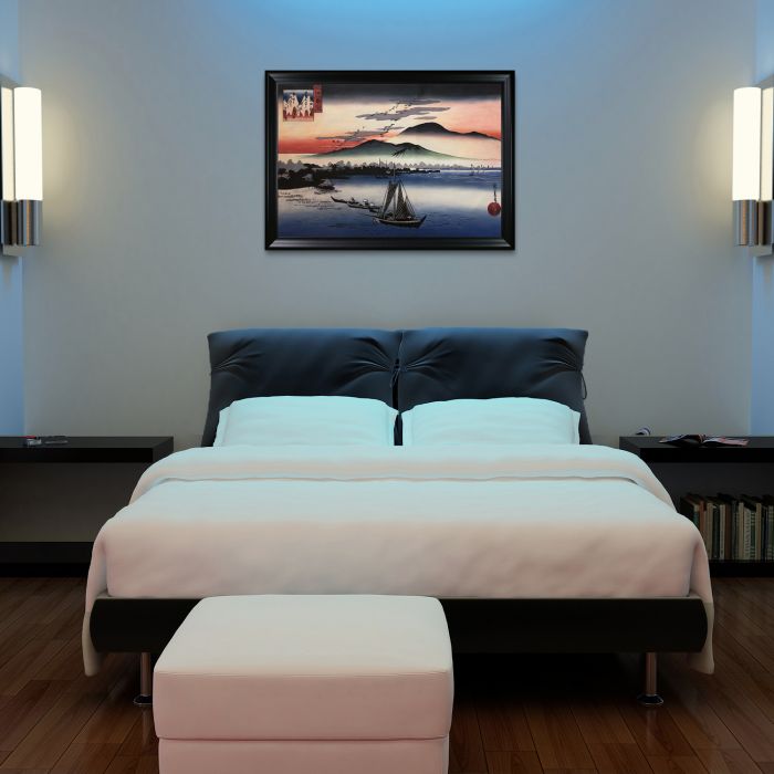 Descending Geese at Katada, No. 6 from Eight Views of Omi Pre-Framed - Black Matte Frame 24"X36"
