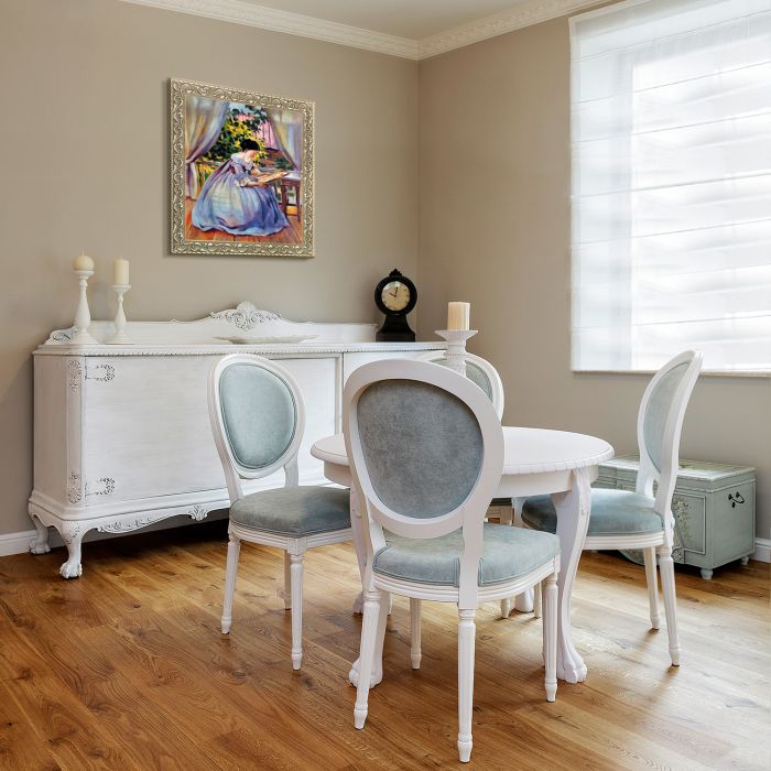 Lady Embroidering Pre-Framed - Rococo Silver 20"X24"