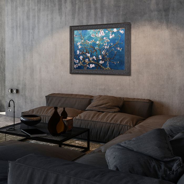 Branches of an Almond Tree in Blossom Pre-Framed - Black Spanish Walnut Frame 30