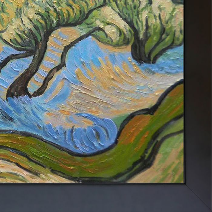 Olive Trees with the Alpilles in the Background Pre-Framed - New Age Black Frame 30"X40"