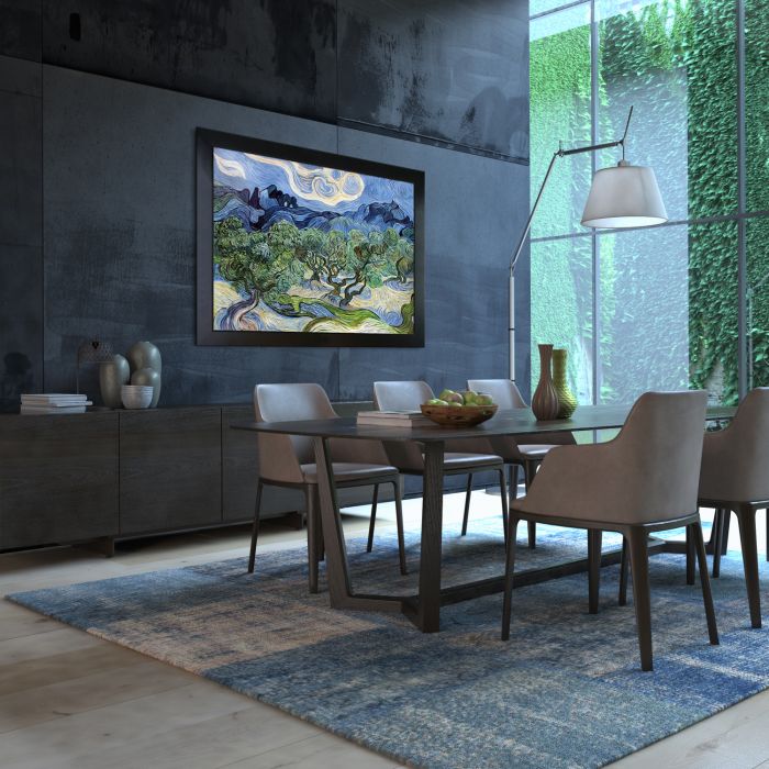 Olive Trees with the Alpilles in the Background Pre-Framed - New Age Black Frame 30"X40"