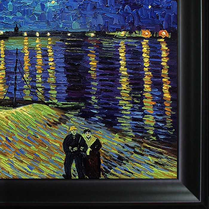 Starry Night Over the Rhone Pre-Framed - Black Matte Frame 24"X36"