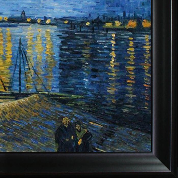 Starry Night Over the Rhone Pre-Framed - Black Matte Frame 24"X36"
