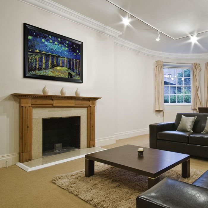 Starry Night Over the Rhone Pre-Framed - Black Matte Frame 24"X36"