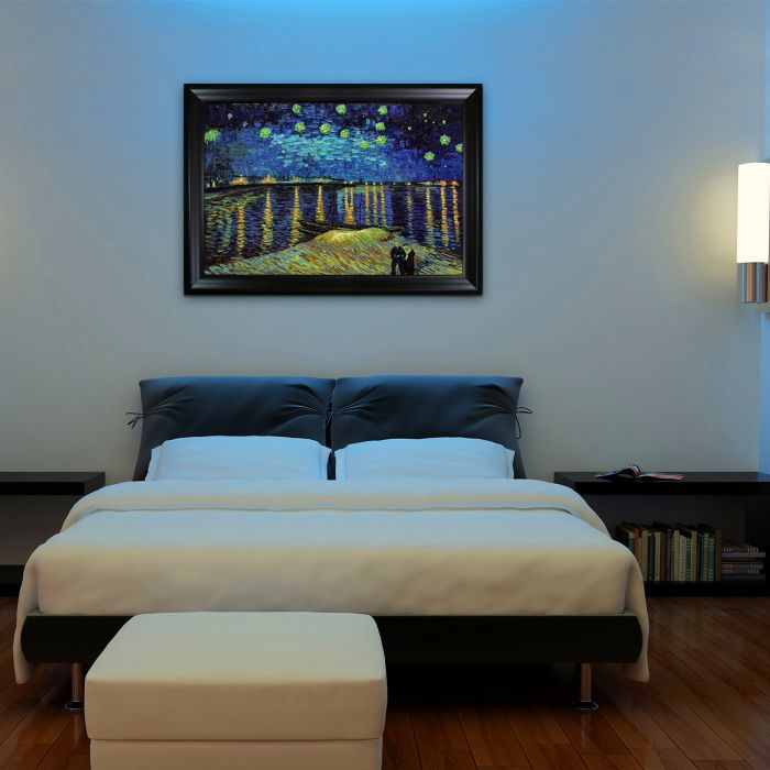 Starry Night Over the Rhone Pre-Framed - Black Matte Frame 24"X36"