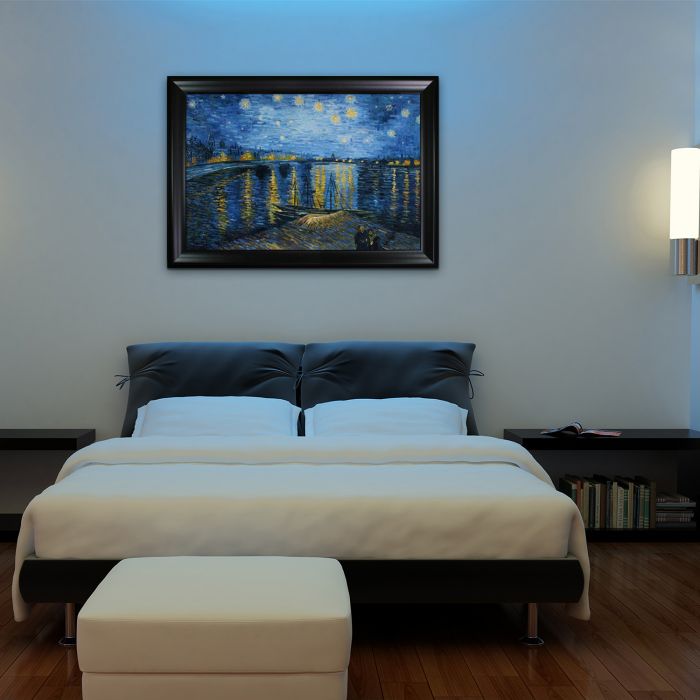 Starry Night Over the Rhone Pre-Framed - Black Matte Frame 24"X36"