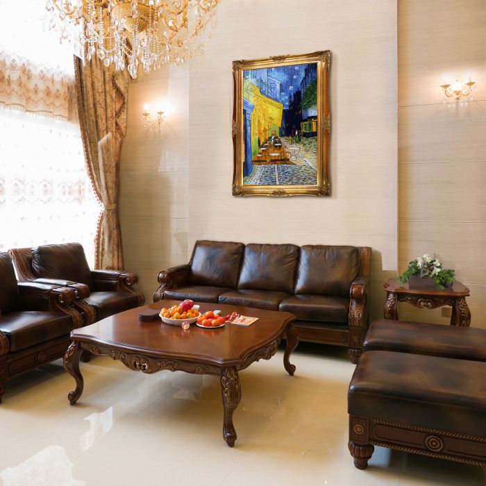 Cafe Terrace at Night Pre-Framed - Victorian Gold Frame 24"X36"