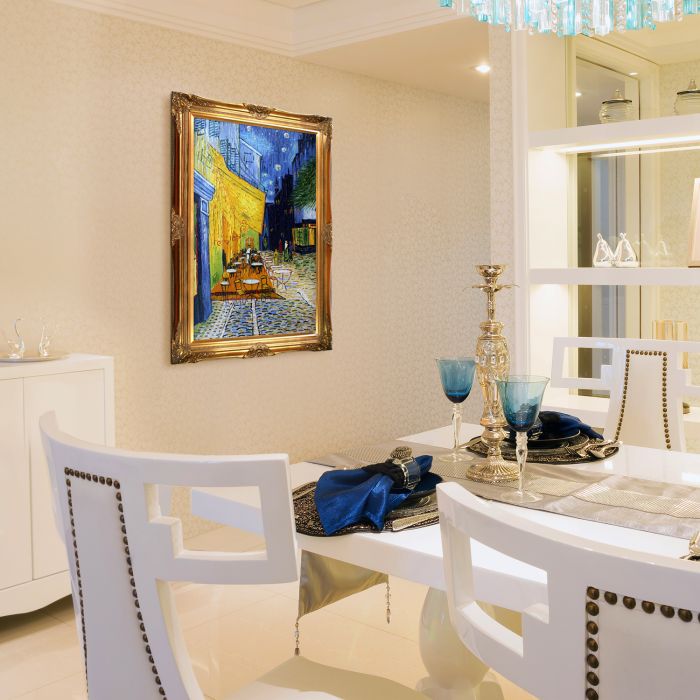 Cafe Terrace at Night Pre-Framed - Victorian Gold Frame 24"X36"