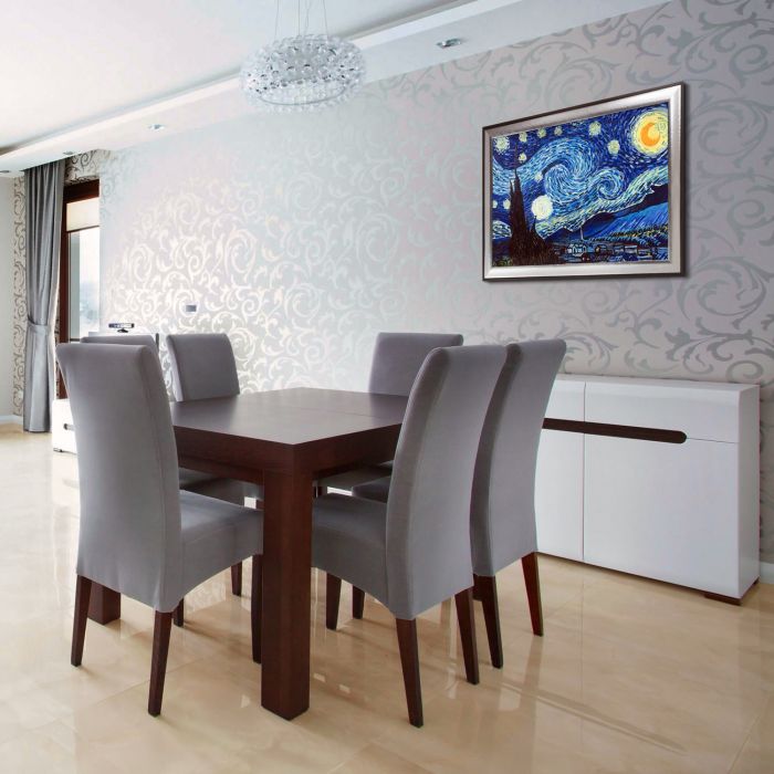 Starry Night Pre-Framed - Magnesium Silver Frame 24" X 36"