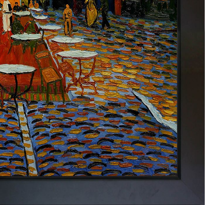 Cafe Terrace at Night Pre-Framed - New Age Black Frame 36"X48"