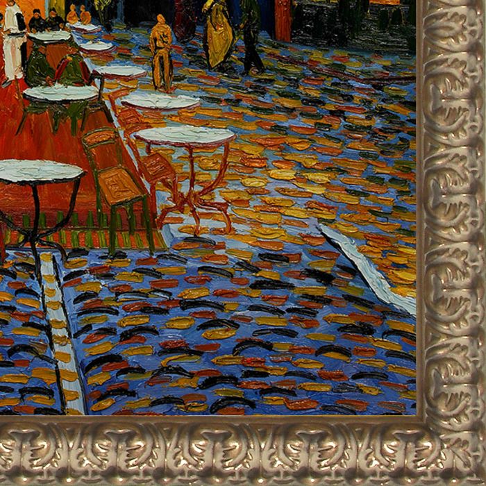 Cafe Terrace at Night Pre-Framed - Golden Oak Leaf Frame 36"X48"