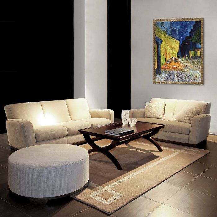 Cafe Terrace at Night Pre-Framed - Golden Oak Leaf Frame 36"X48"