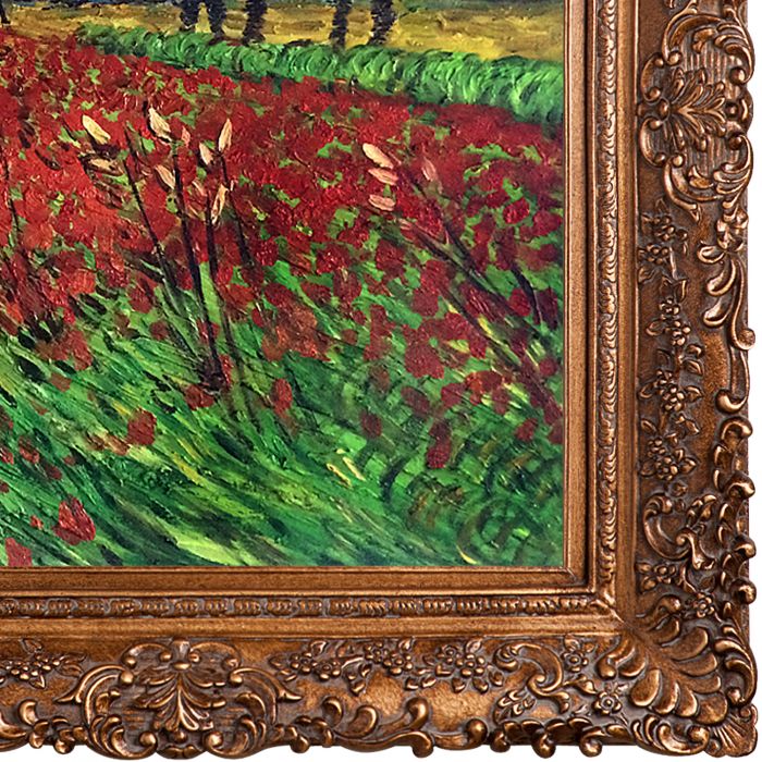 Field of Poppies Pre-Framed - Burgeon Gold Frame 24"X36"