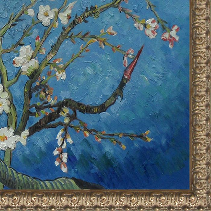 Branches of an Almond Tree in Blossom Pre-Framed - Golden Oak Leaf Frame 36"X48"